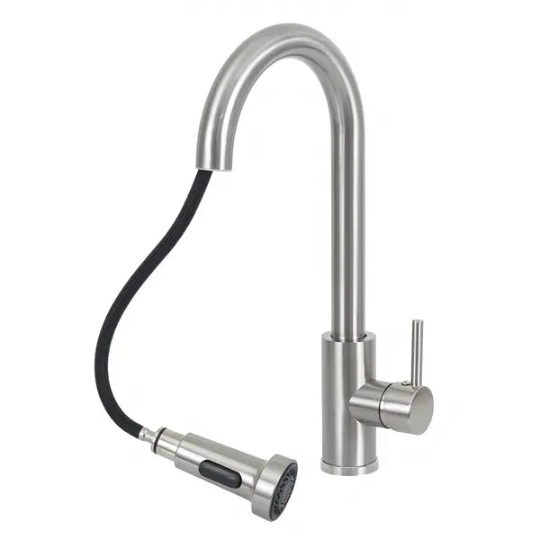 Torneira Monocomando de Pia para Cozinha com Bica Alta Extensível Inox Escovada Econocozi Jiwi