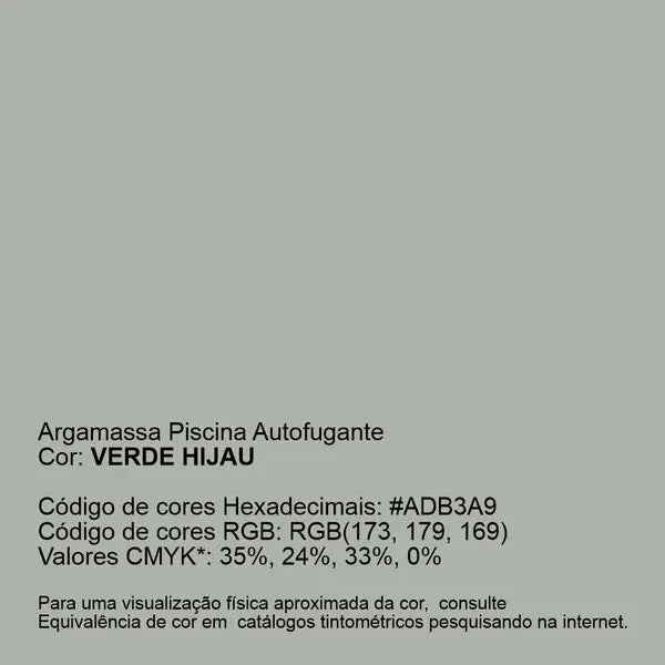 Argamassa Piscina Aut. Impermeável Cor Verde Hijau 18kg