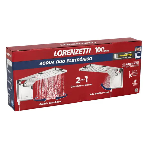 Chuveiro Elétrico Eletrônico 220V 6800w Branco Quadrado Acqua Duo Ultra Lorenzetti