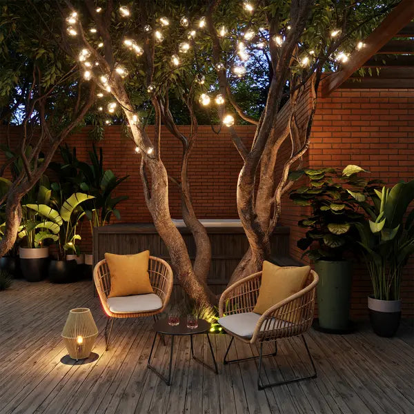 Cordão de Luz Preto Elétrico 16 Lâmpadas LED G40 Filamento 0,5W 8,3m 127V (110V) Inspire