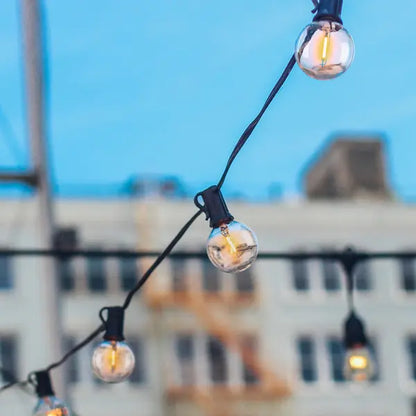 Cordão de Luz Preto Elétrico 16 Lâmpadas LED G40 Filamento 0,5W 8,3m 127V (110V) Inspire