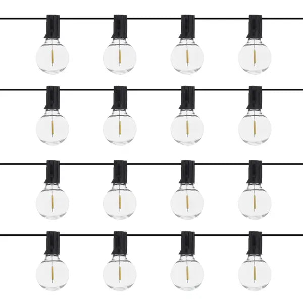 Cordão de Luz Preto Elétrico 16 Lâmpadas LED G40 Filamento 0,5W 8,3m 127V (110V) Inspire