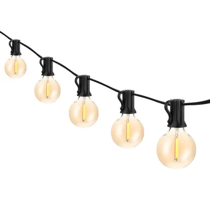 Cordão de Luz Preto Elétrico 16 Lâmpadas LED G40 Filamento 0,5W 8,3m 127V (110V) Inspire