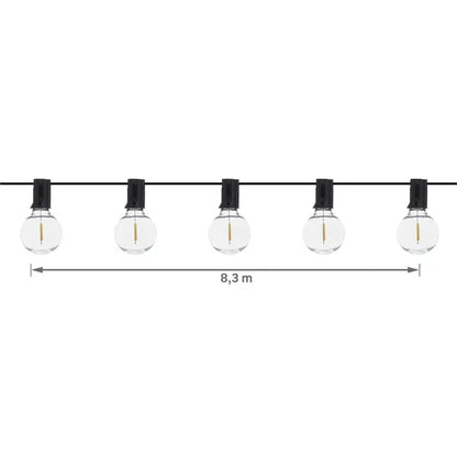 Cordão de Luz Preto Elétrico 16 Lâmpadas LED G40 Filamento 0,5W 8,3m 127V (110V) Inspire