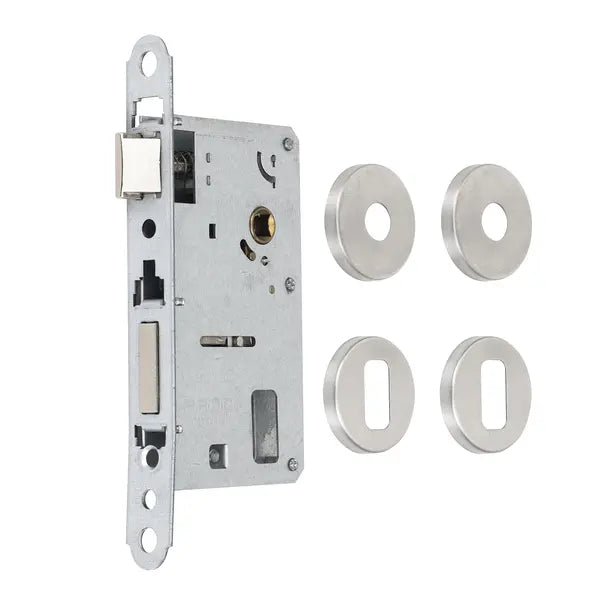 Fechadura para Porta de Entrada Pado Luma Escovado 55mm Aço Inox Chave Simples