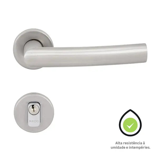 Fechadura para Porta de Entrada Pado Luma Escovado 55mm Aço Inox Chave Simples