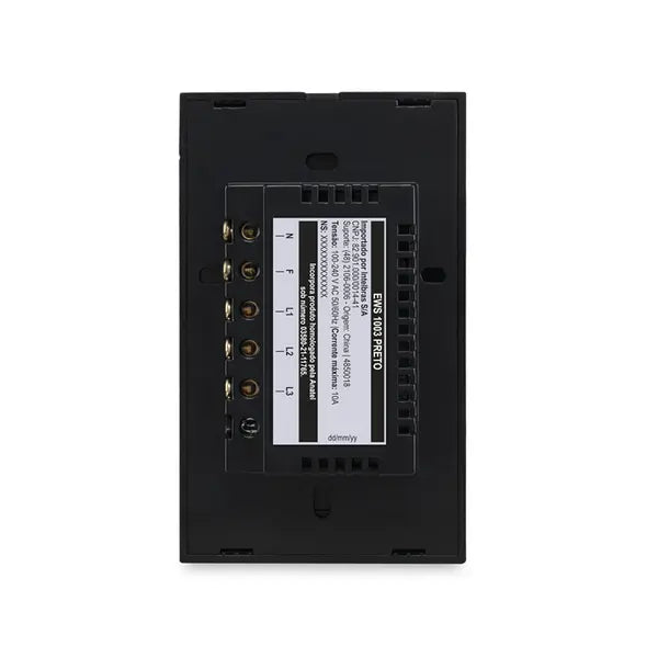 Interruptor Touch Smart Wi-Fi 3 Teclas EWS 1003 Preto Izy Smart Intelbras