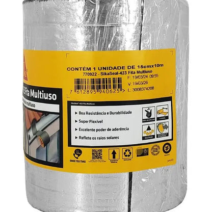 Manta Fita Asfáltica Autoadesiva Aluminizada Sikaseal-423 15cm X 10 Metros