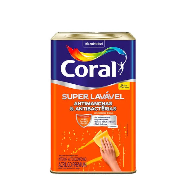 Tinta Acrílica Super Lavável Anti Manchas Premium Interior Branco 18 L Coral