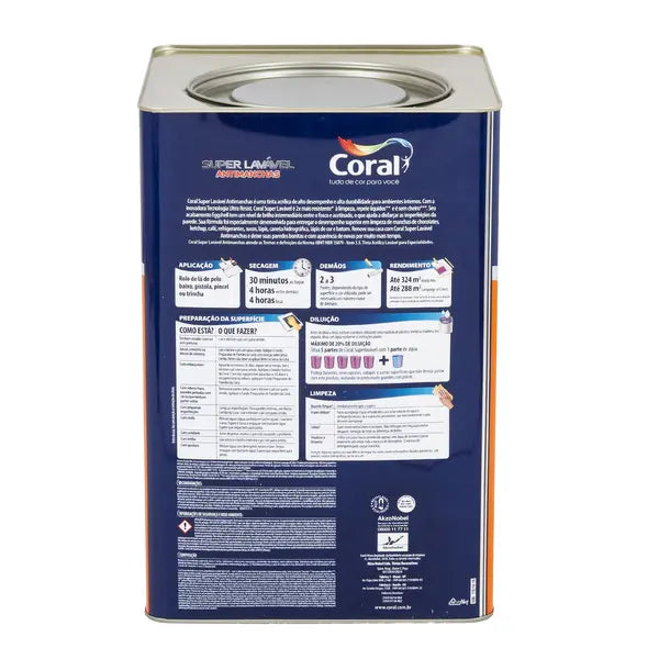 Tinta Acrílica Super Lavável Anti Manchas Premium Interior Branco 18 L Coral