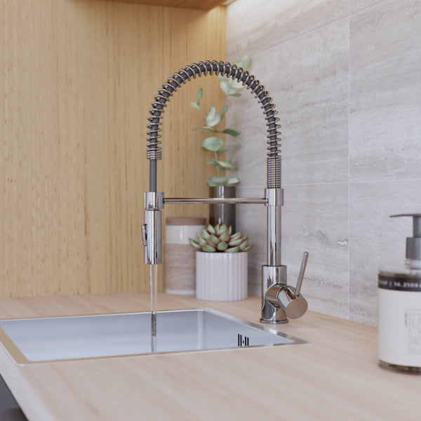 Torneira Monocomando Gourmet de Pia para Cozinha com Bica Alta Flexível Cromada Tomas Delinia