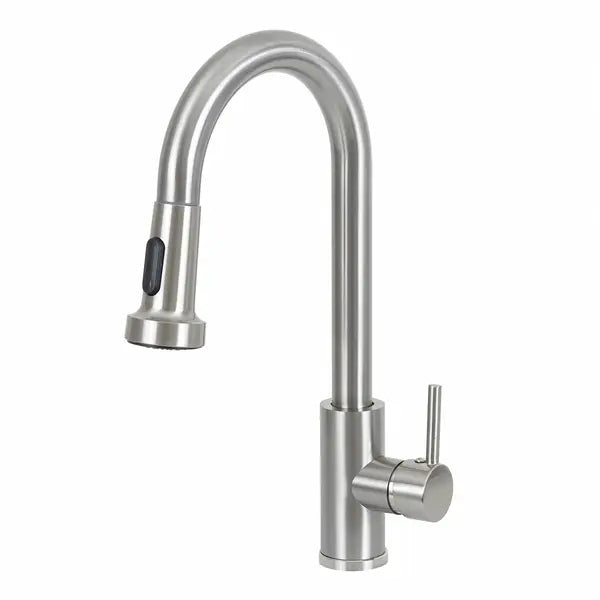 Torneira Monocomando de Pia para Cozinha com Bica Alta Extensível Inox Escovada Econocozi Jiwi