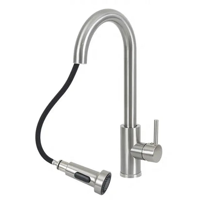 Torneira Monocomando de Pia para Cozinha com Bica Alta Extensível Inox Escovada Econocozi Jiwi